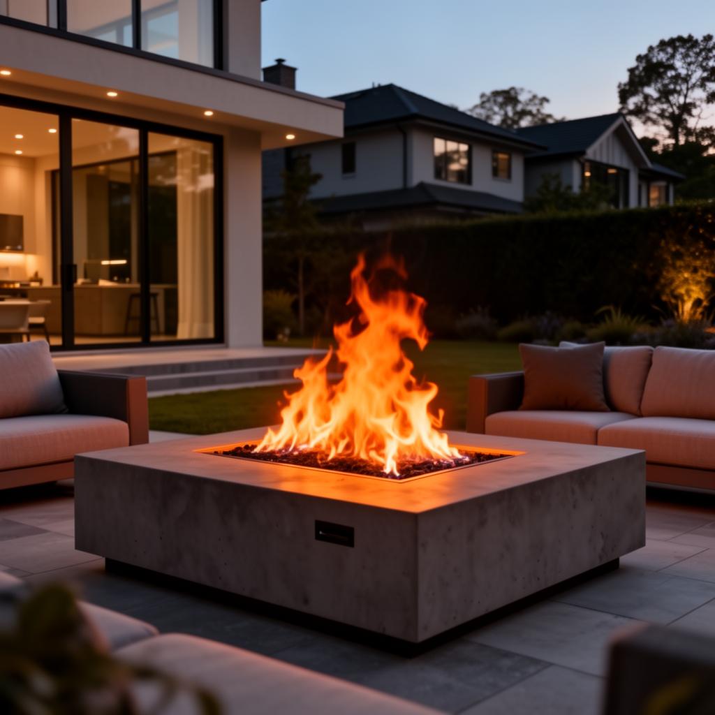 Outdoor gas fire pit installation