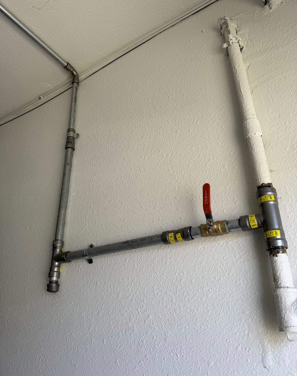 Residential gas line with shutoff valve installed by Garcia Plumbing